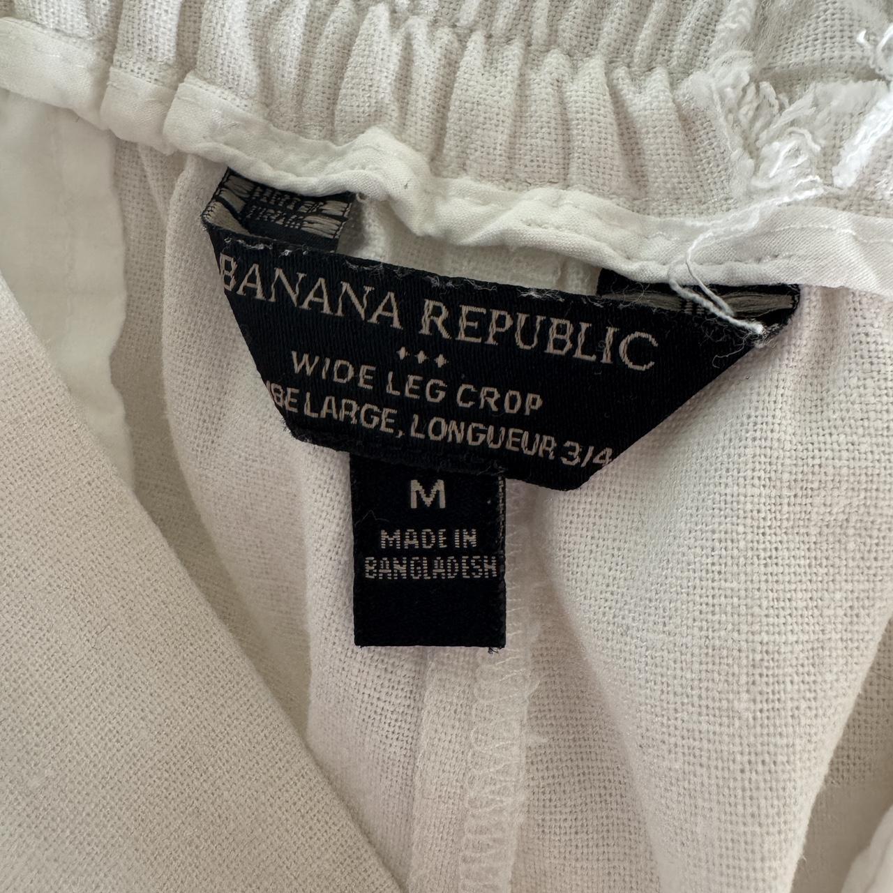 White linen wide leg pants (M)