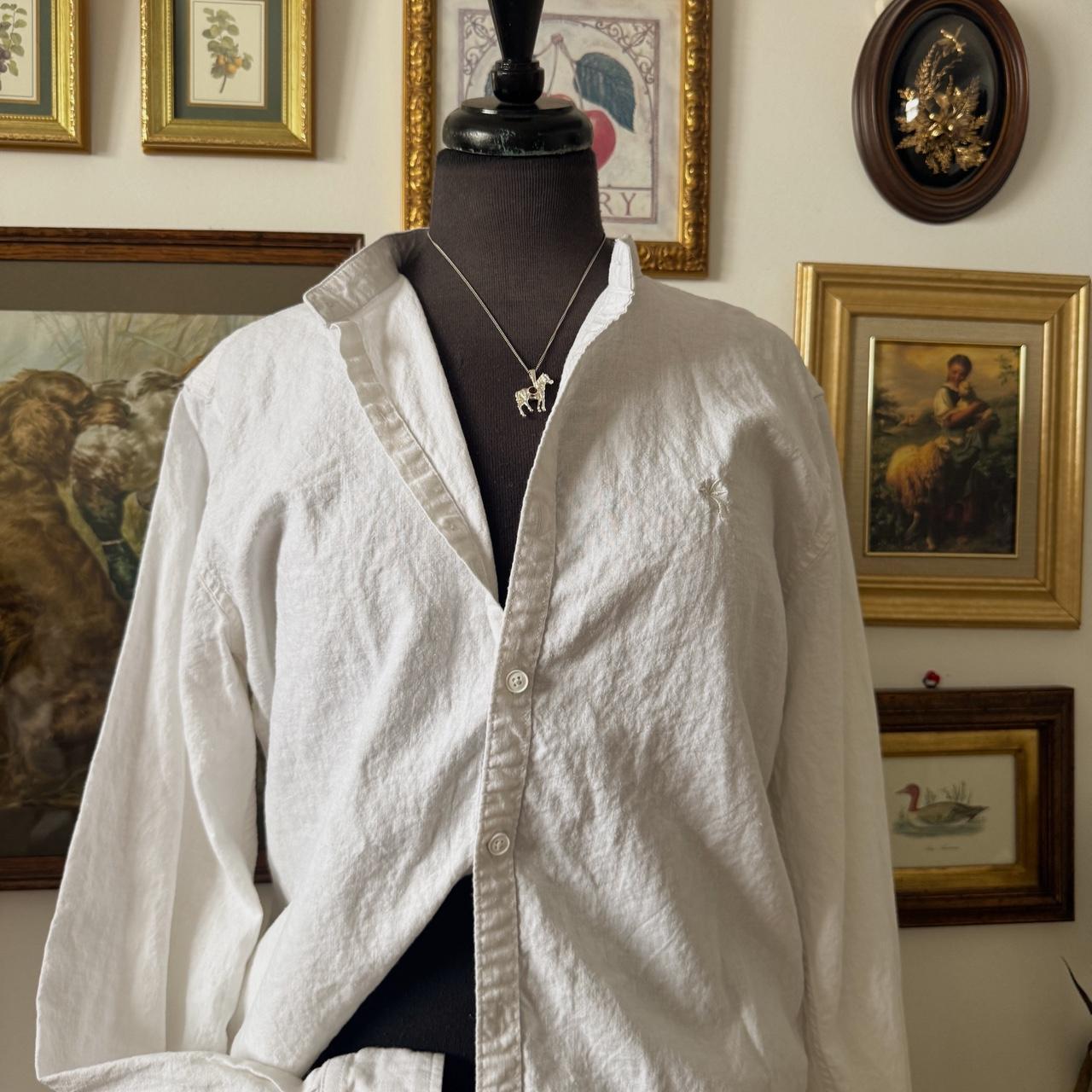 White linen button up shirt (L)