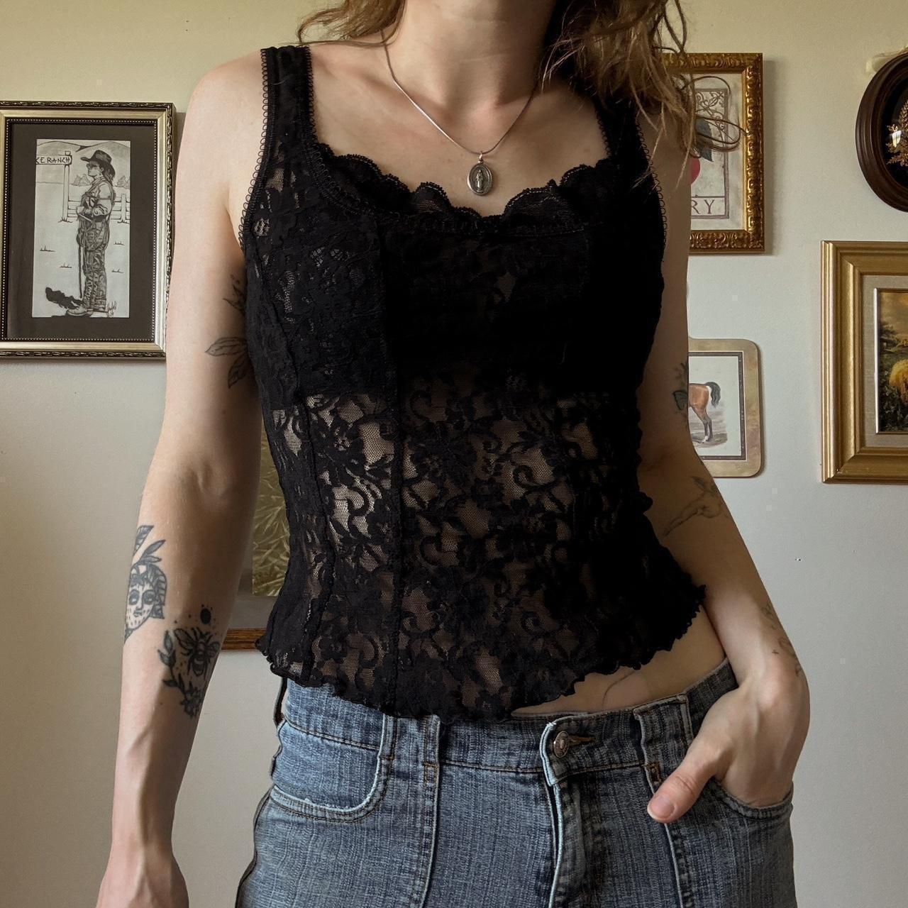 Angelic black lace cami (S)