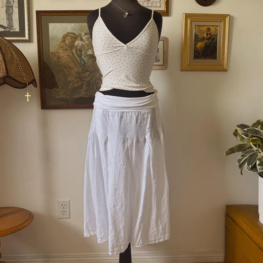 White linen midi skirt (S)
