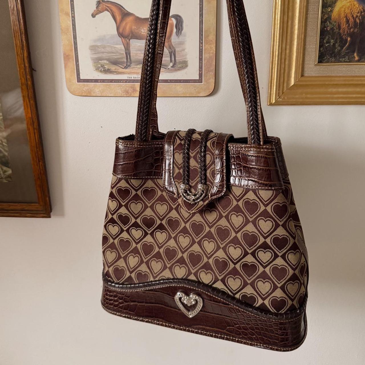 Brown hearts vintage bag