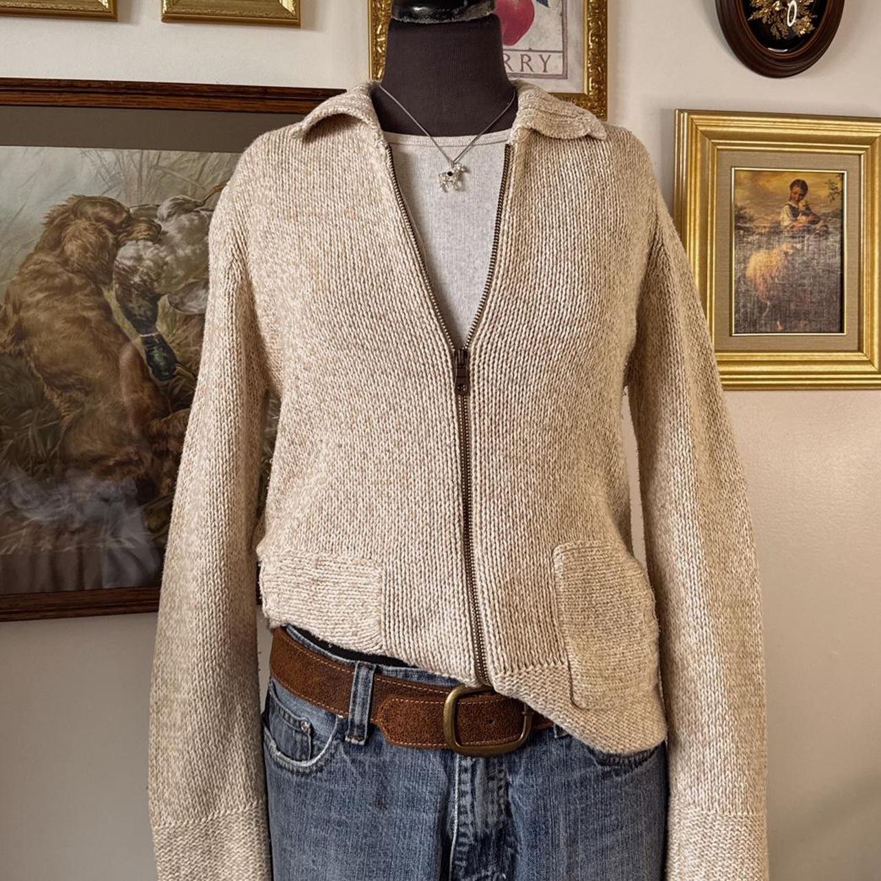 Soft cream knit zip up (M)