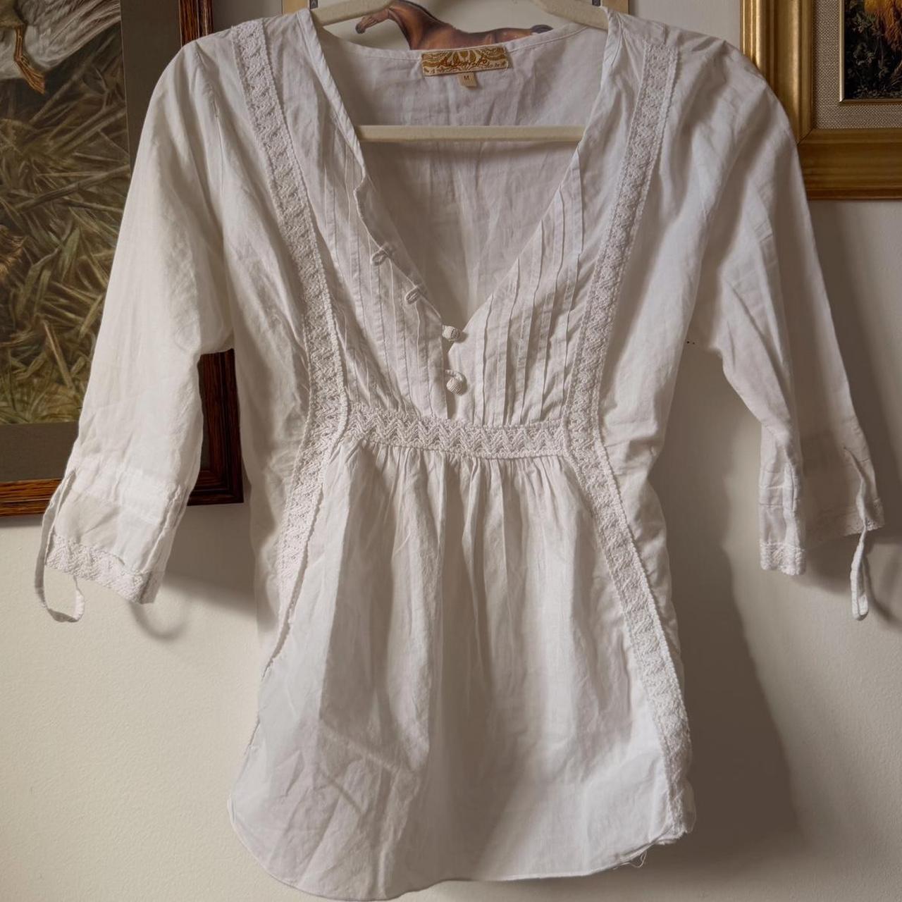 White cotton babydoll top (M)