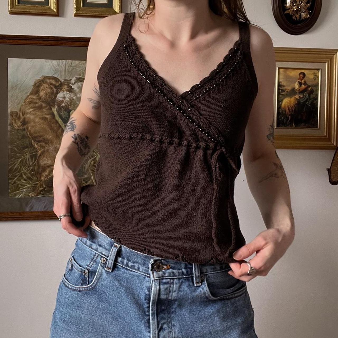 Brown knit cami tank (S)