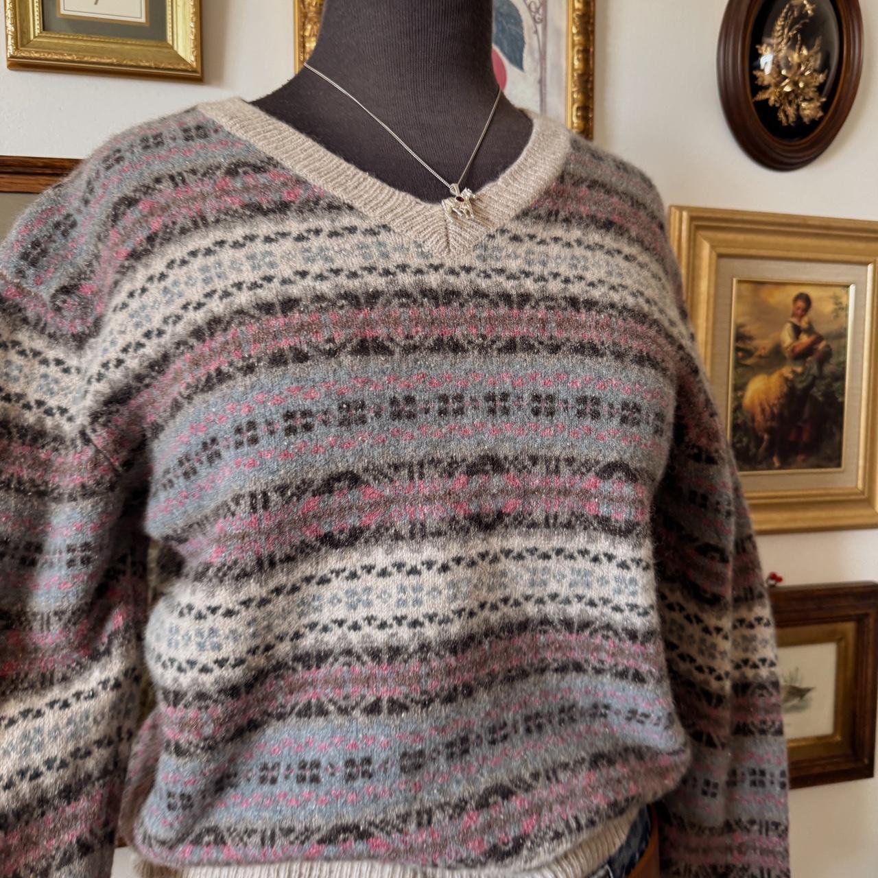 Vintage muted multi striped knit sweater (S)