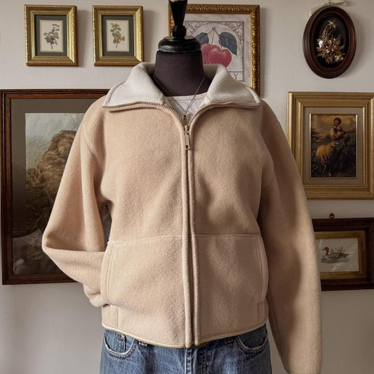Tan & cream fleece zip up (S)