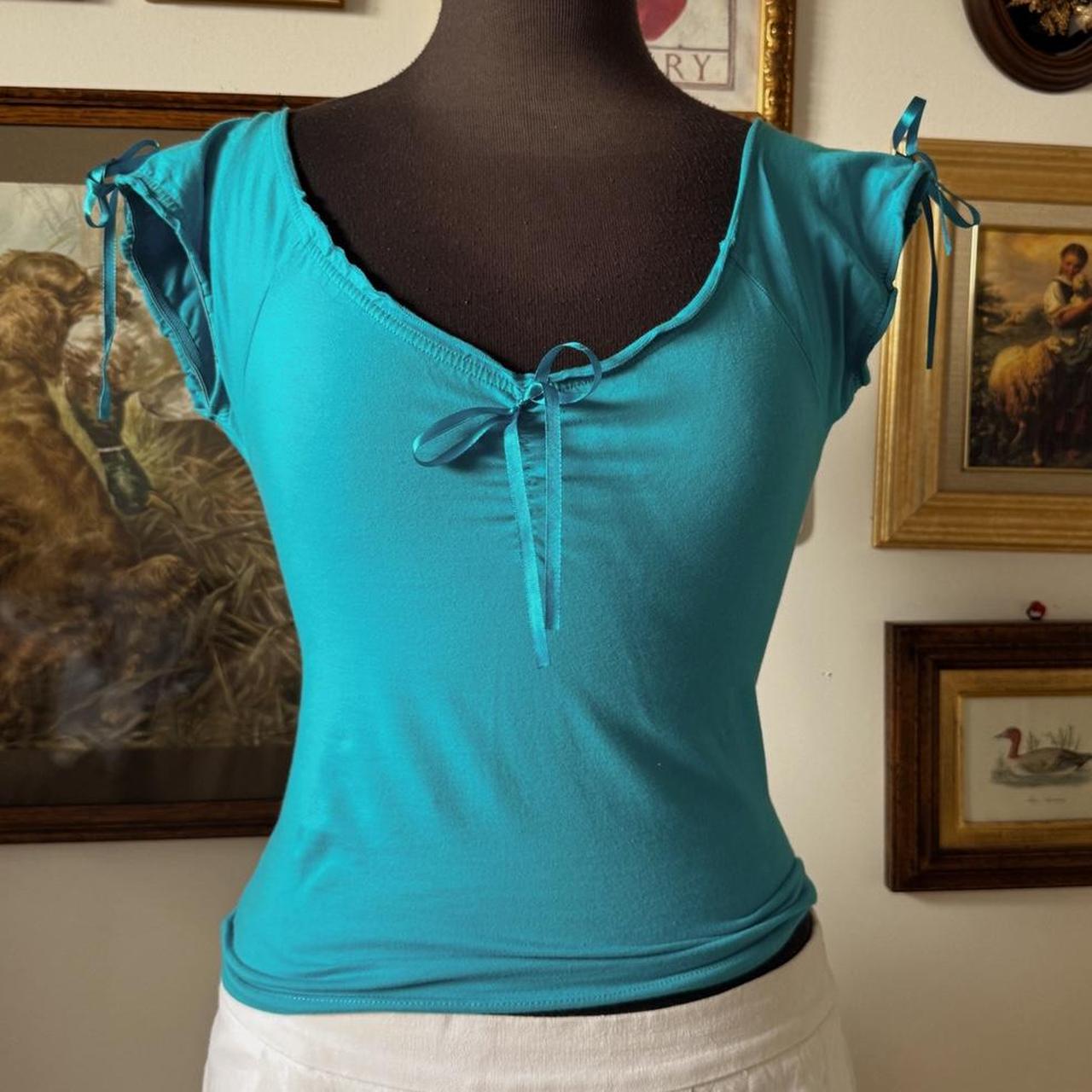 Blue y2k fairy ribbon top (S)