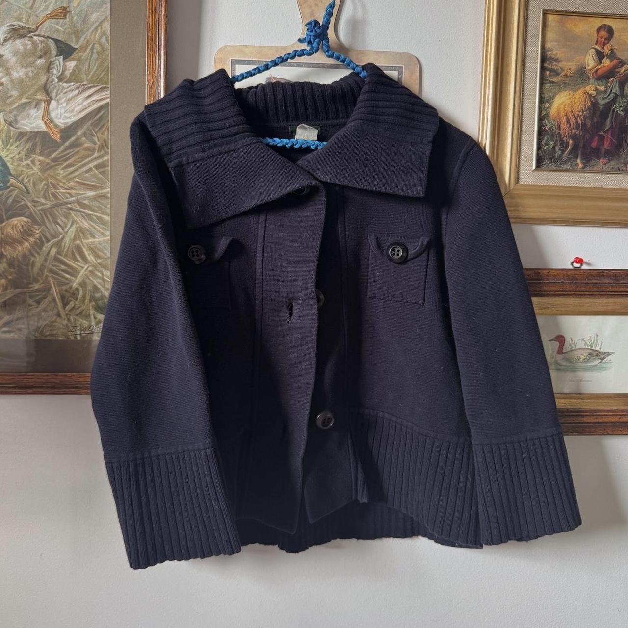 Navy cotton knit peacoat cardigan (S)