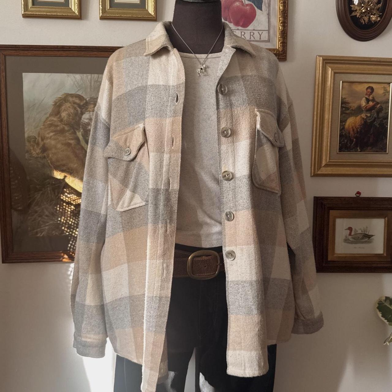 Cozy light birch flannel button up (L)