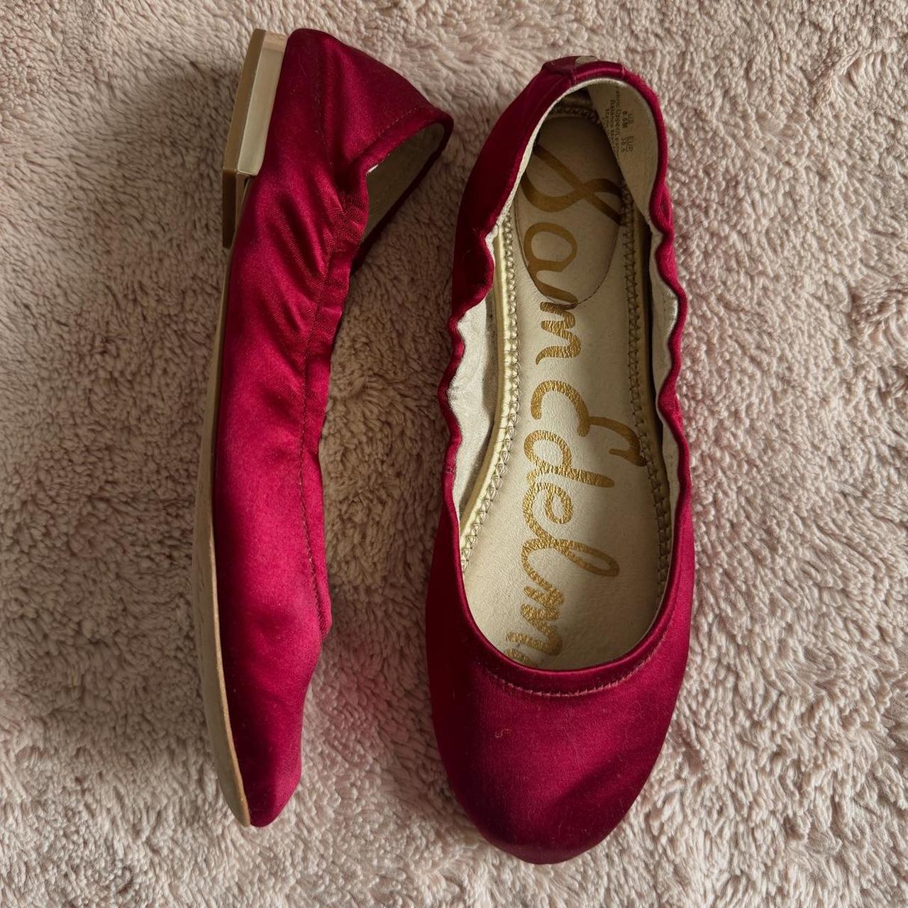 Red satin ballet flats (8.5)