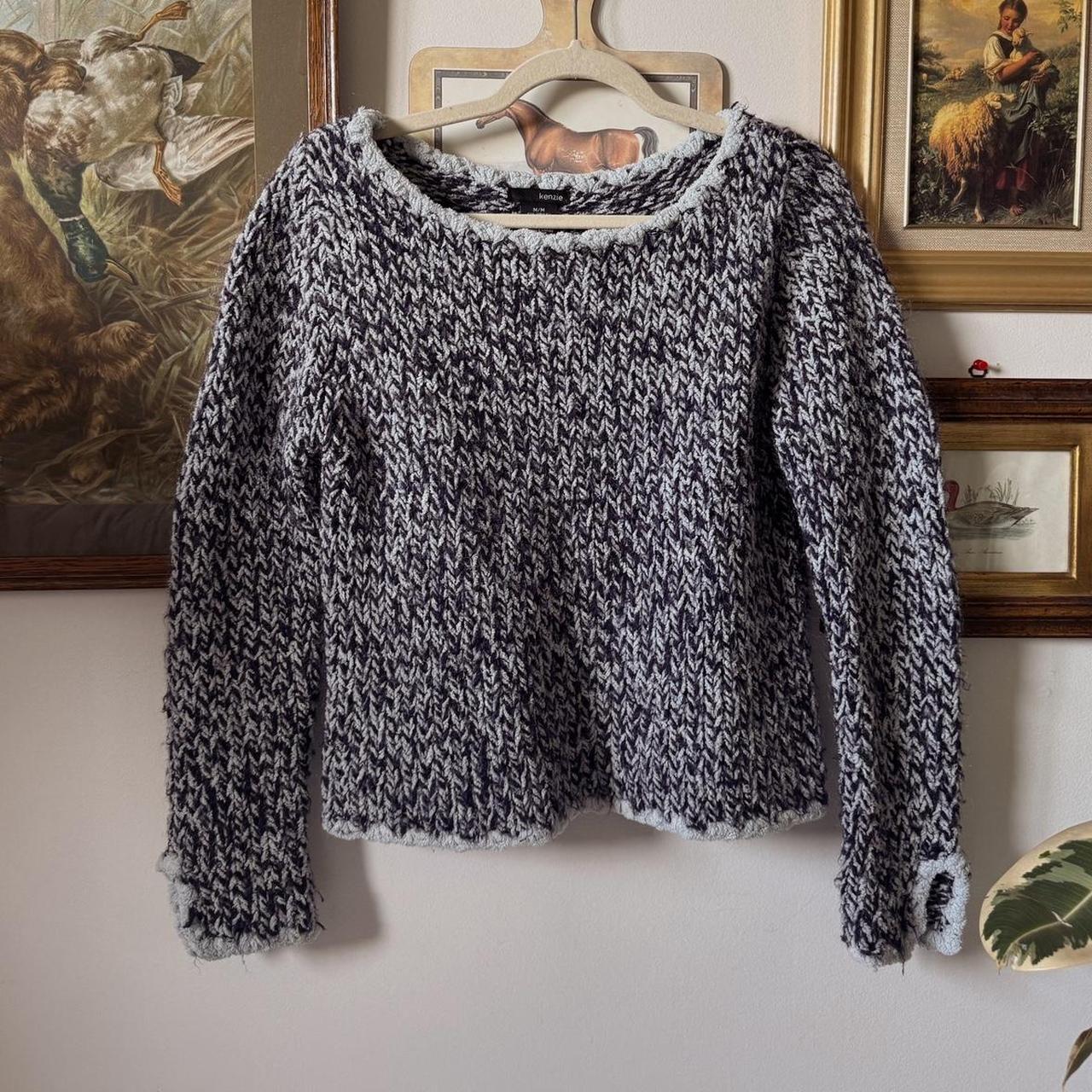 Blue knitted boatneck sweater (M)