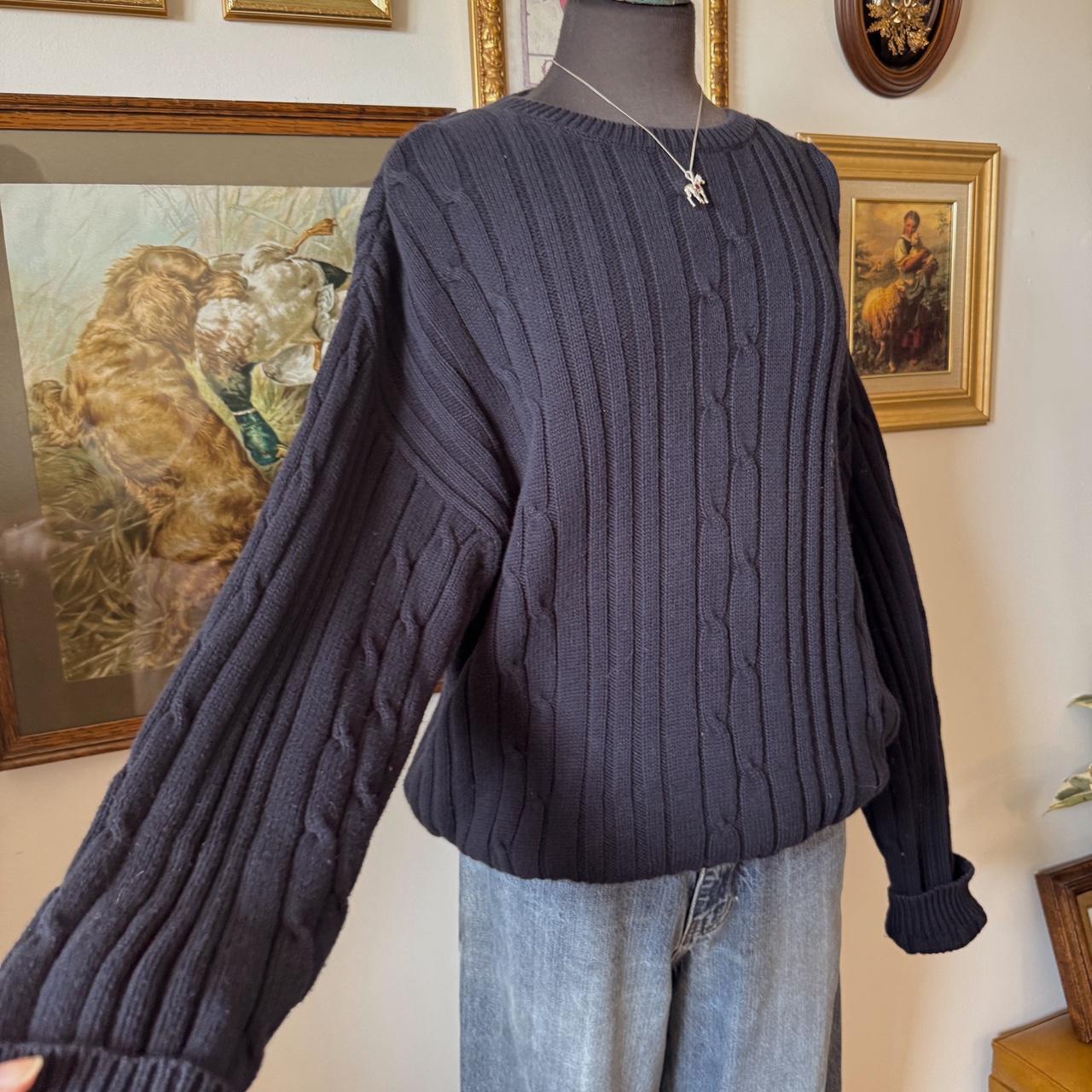Navy cable knit oversized sweater (L)