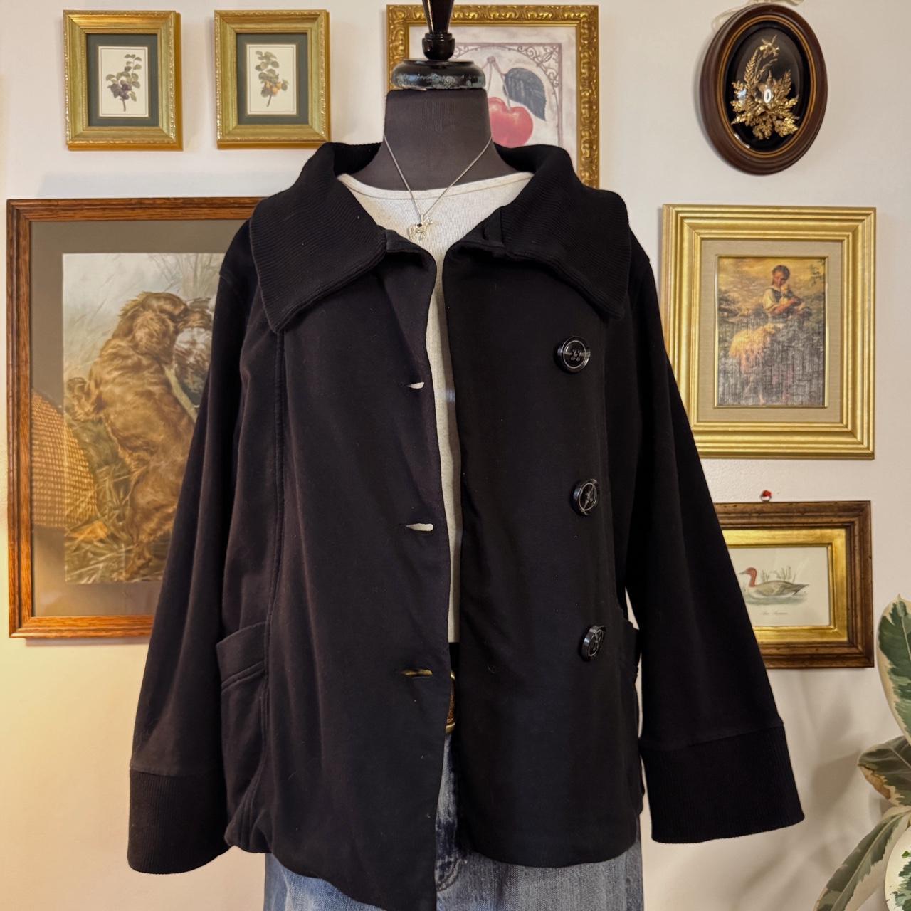 Black knit pea coat sweater (XL)