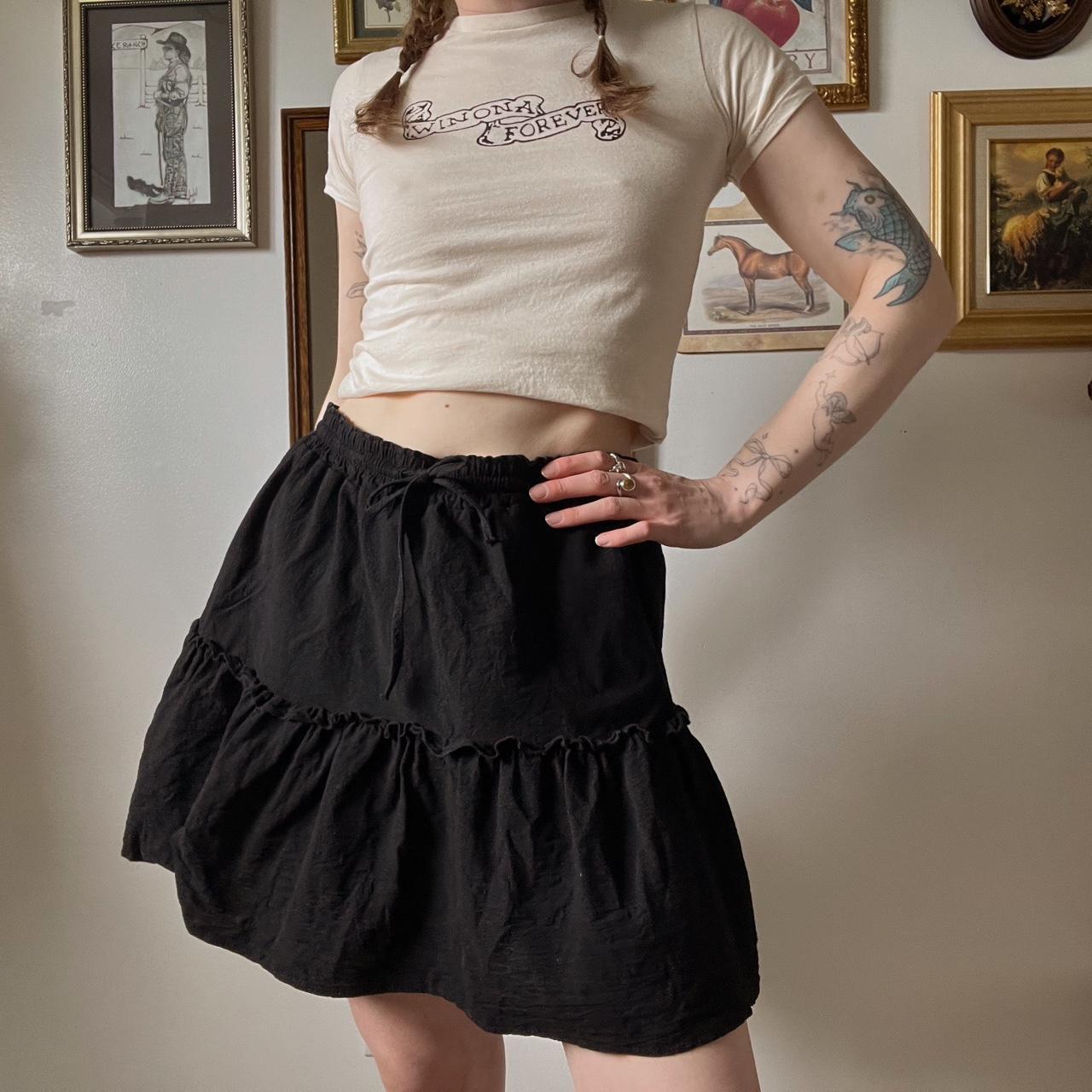 Black ruffle mini skirt (S-XL)