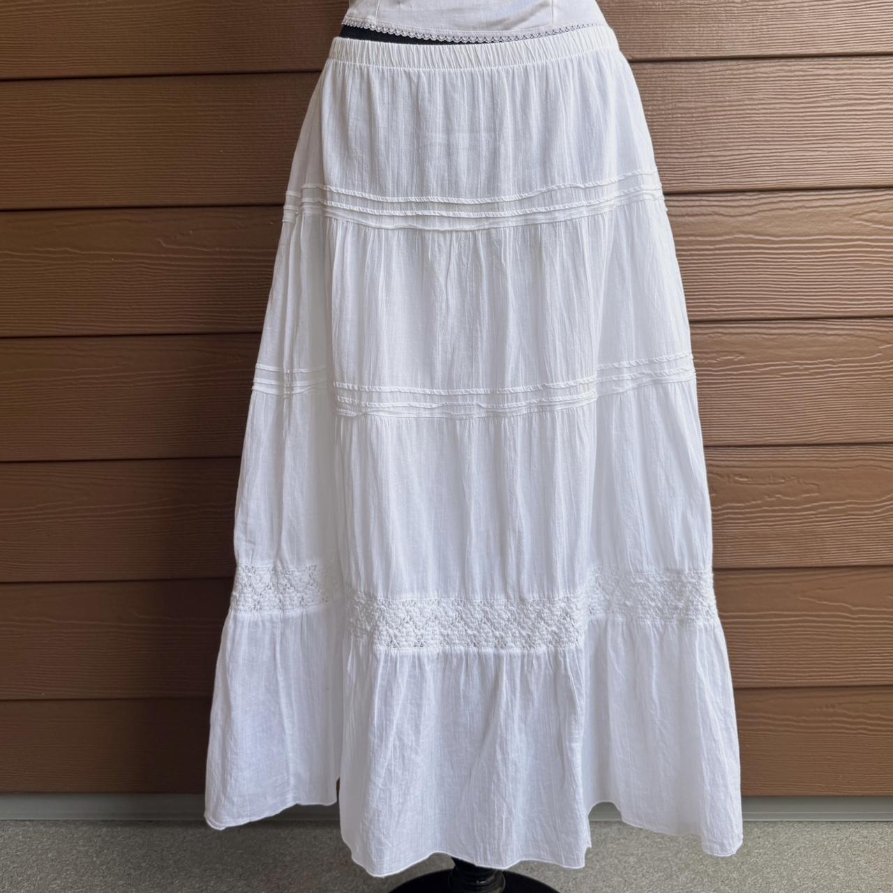 White cotton maxi skirt (M)