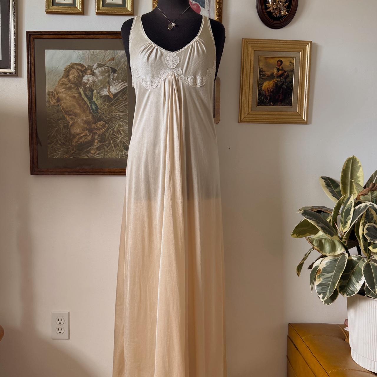 Cream lace maxi slip dress (S)