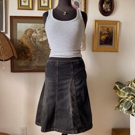 Dark denim midi skirt (S)