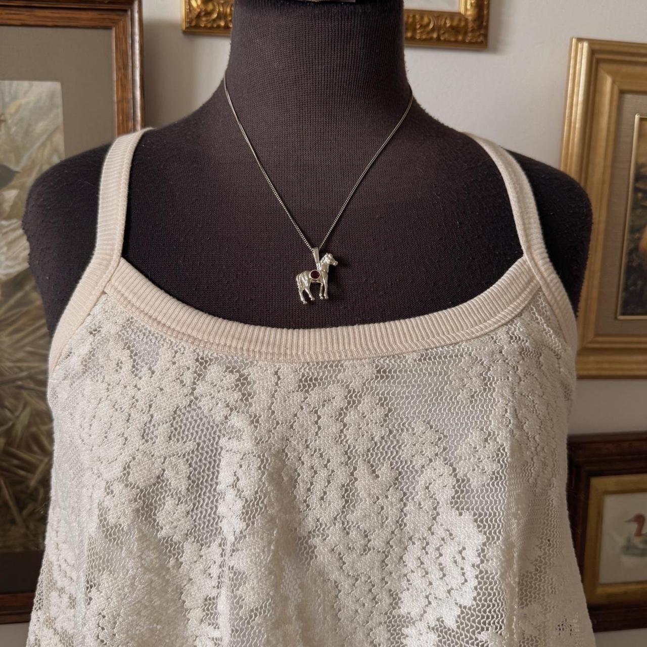 Cream lace babydoll cami top (M)