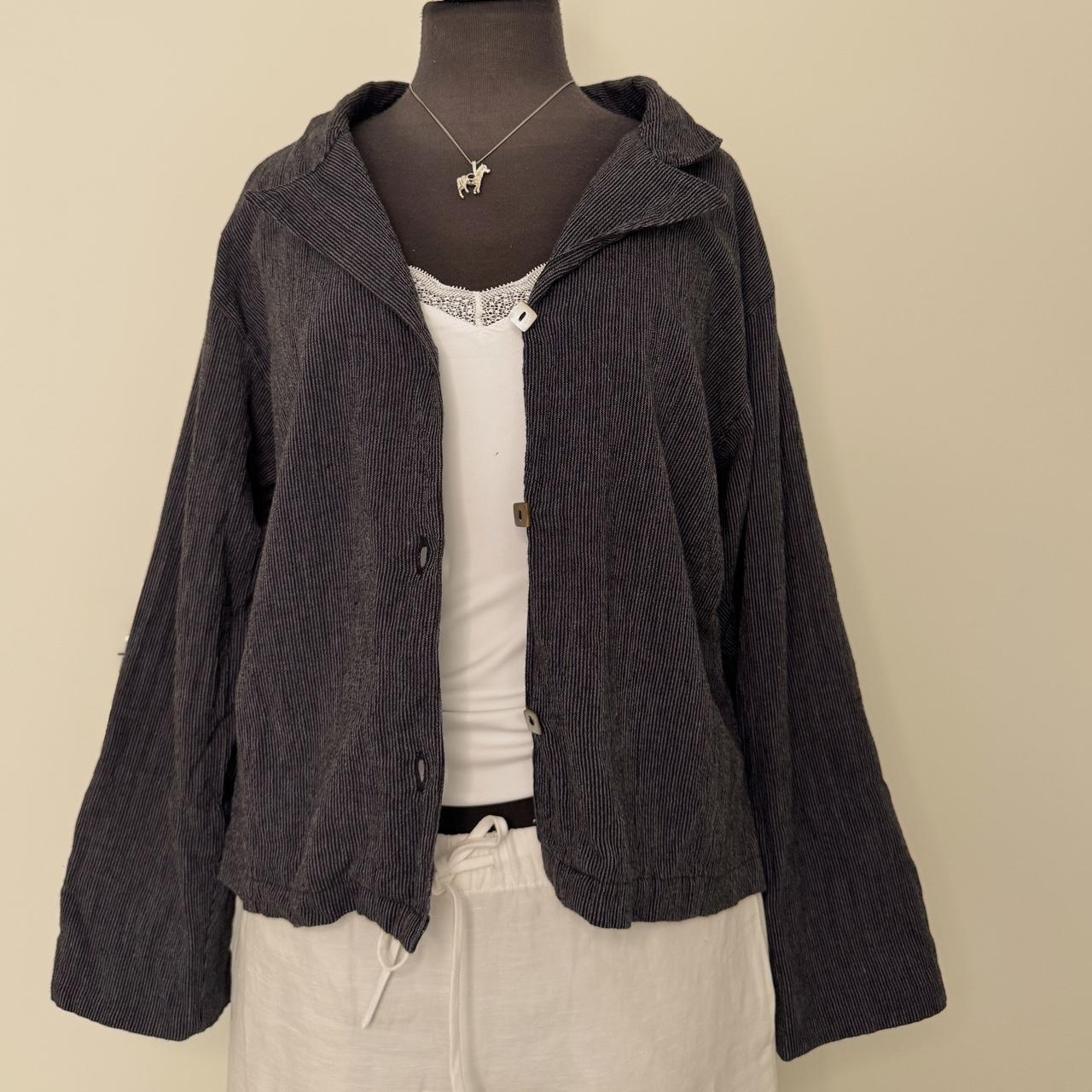 Navy striped cotton jacket (XL)