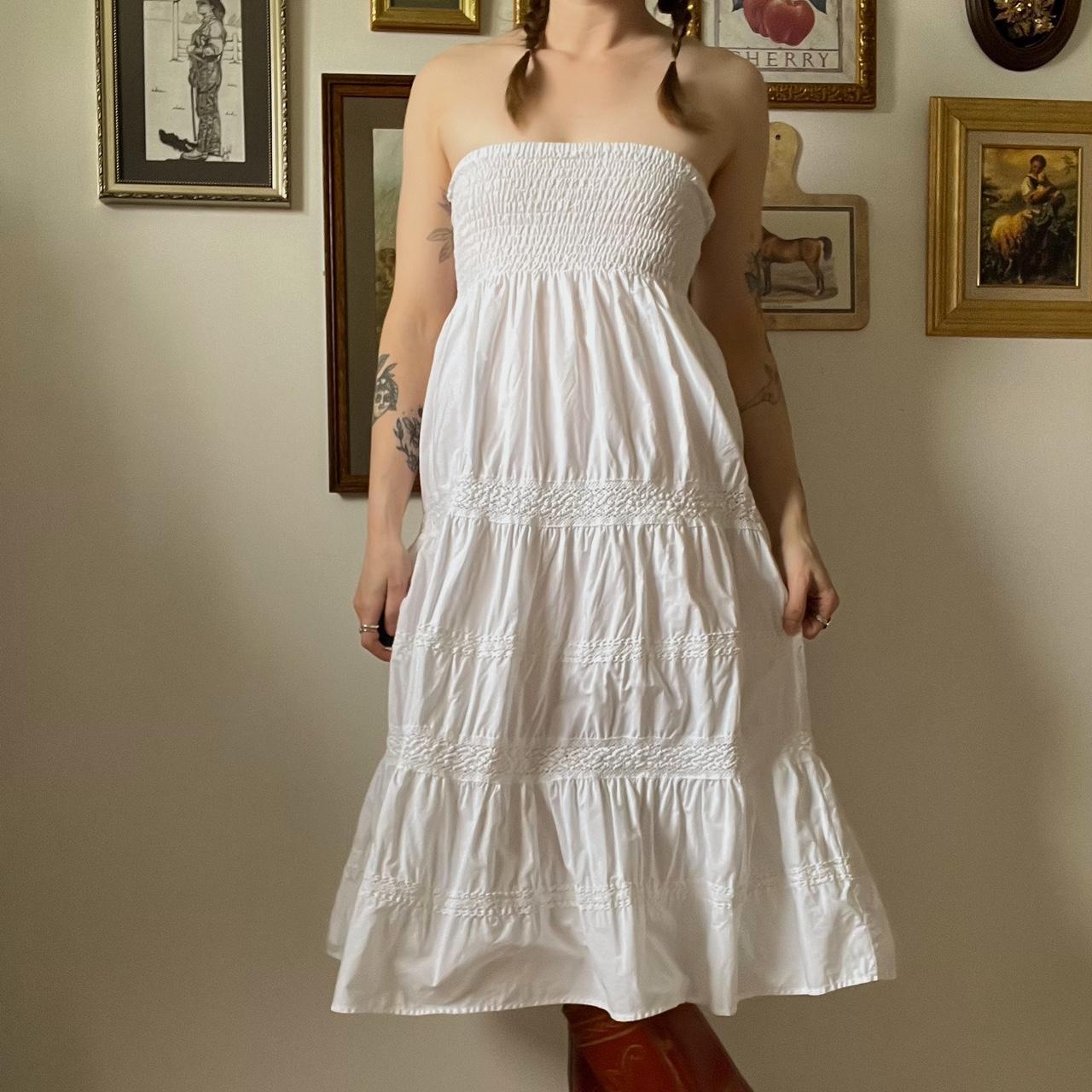 Tiered strapless midi dress (S)