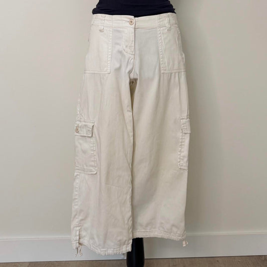 Y2K cream cargo capri pants (S)