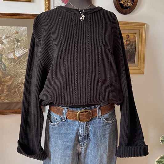 Black chunky knit sweater (XL)