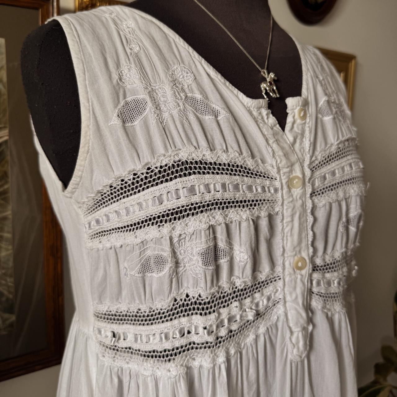 Vintage white ruffle maxi dress