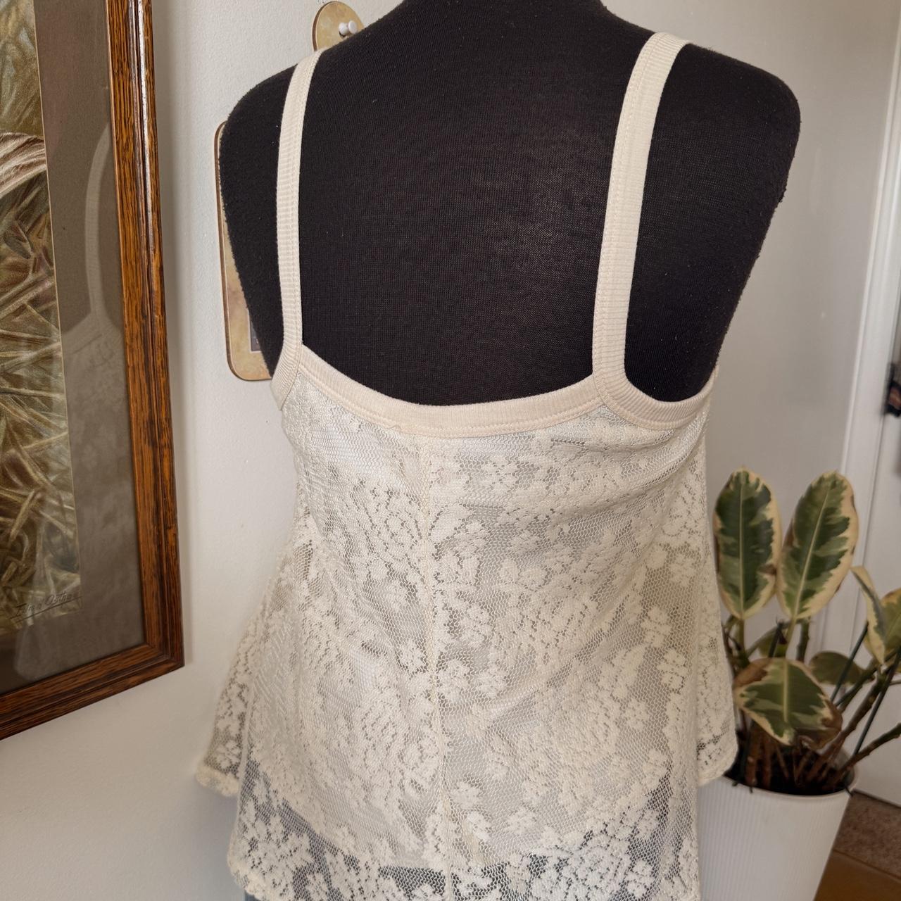 Cream lace babydoll cami top (M)