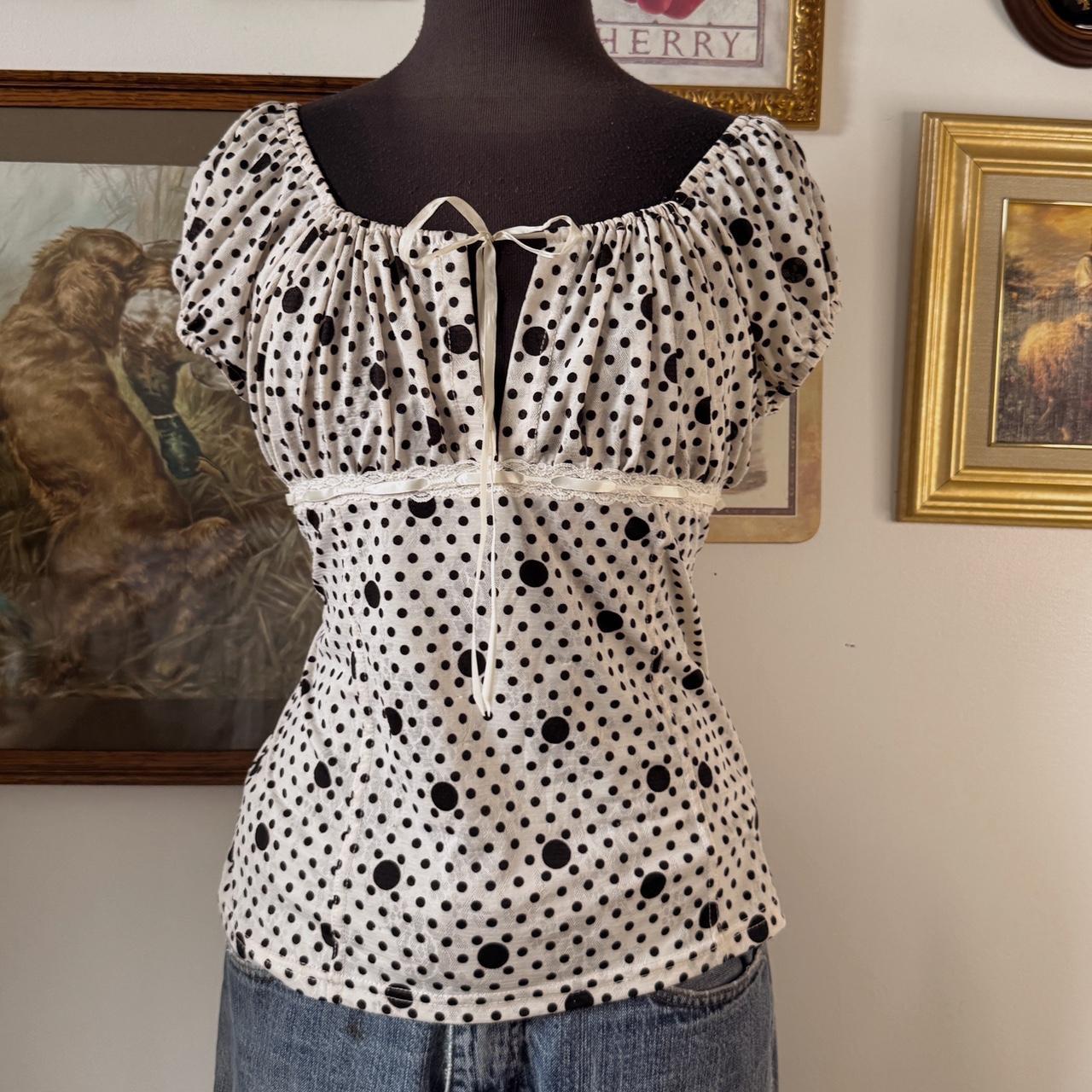 Polka dot milkmaid blouse (XL)
