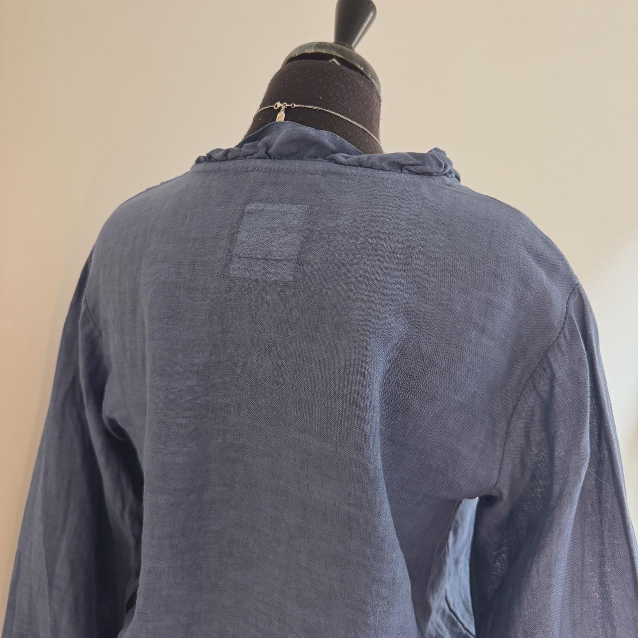 Navy linen coastal blouse (S)