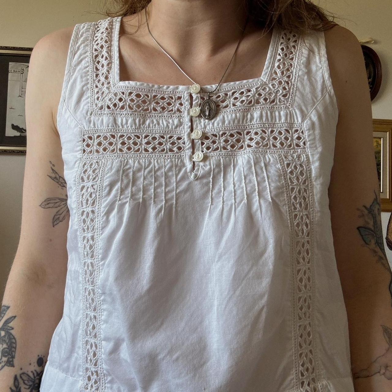 Cotton eyelet tank top (S)