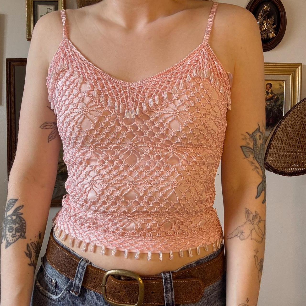 Pink crochet fairy top (XS)