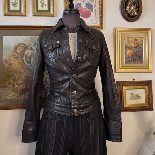Black lambskin leather jacket (XS)