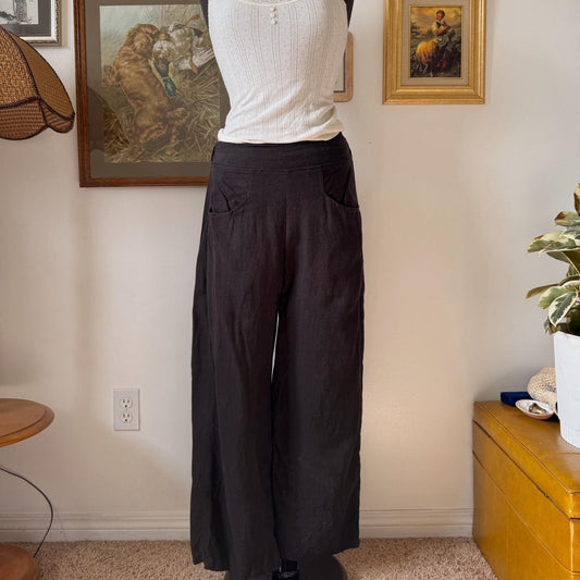 Black wide leg cotton pants (S/M)