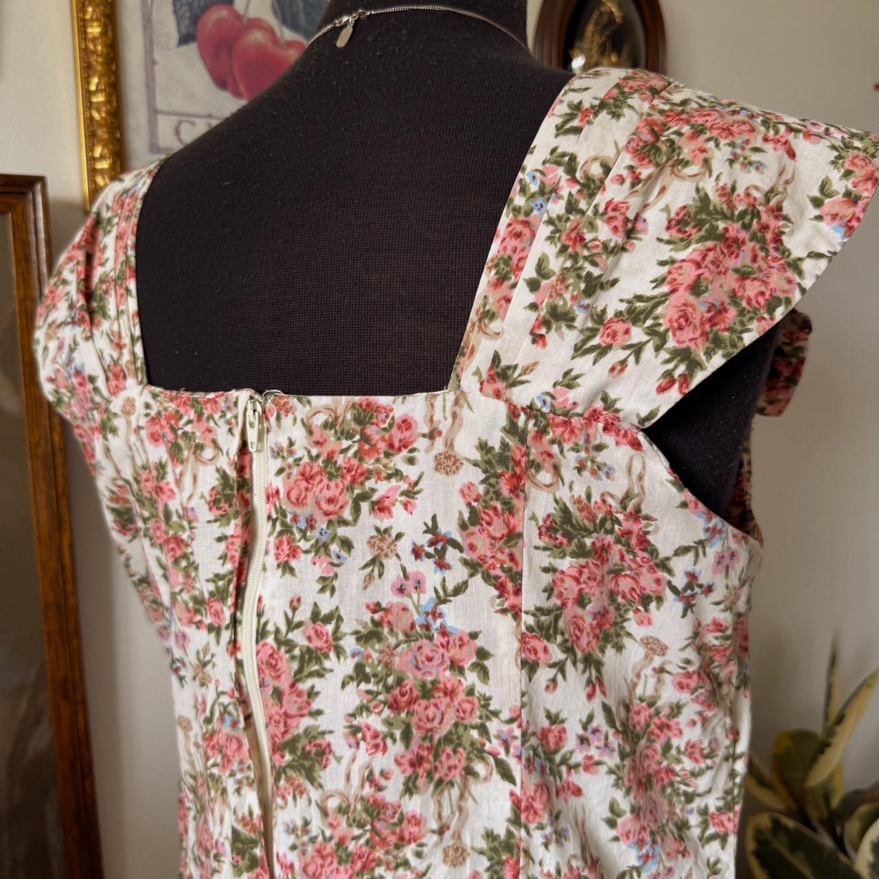 Floral 80s drop waist dress (L)