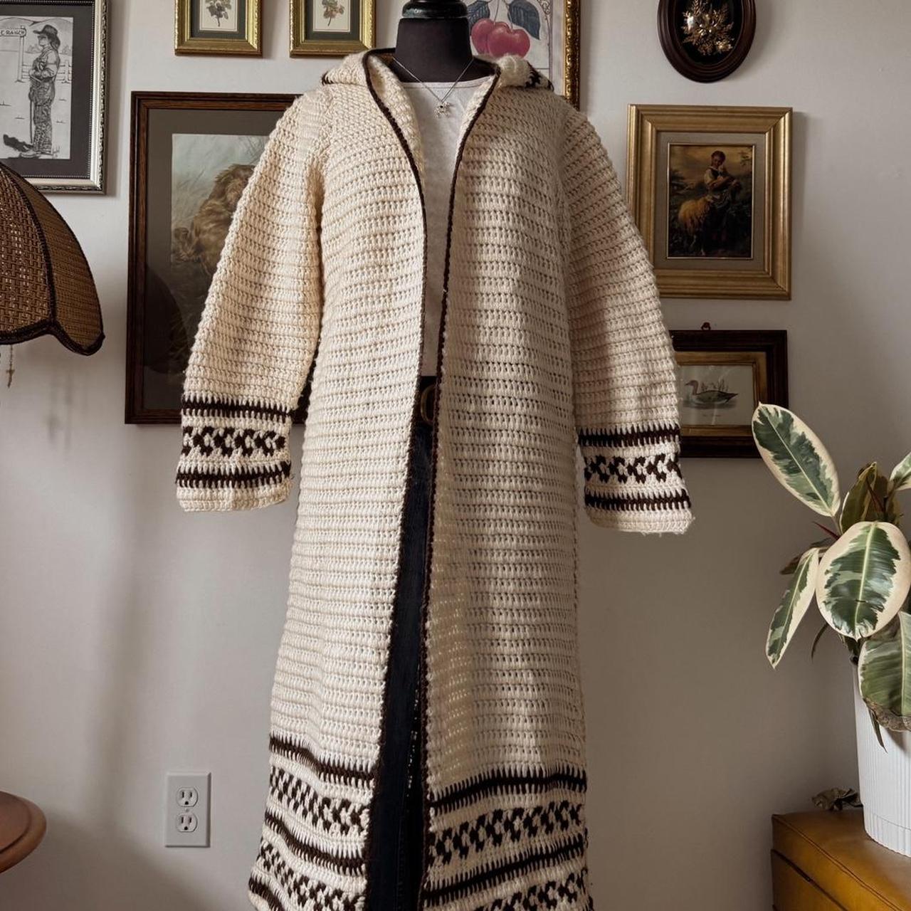 Long wool knitted cardigan (M)