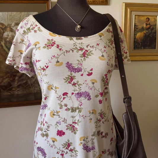 White floral maxi dress (M)