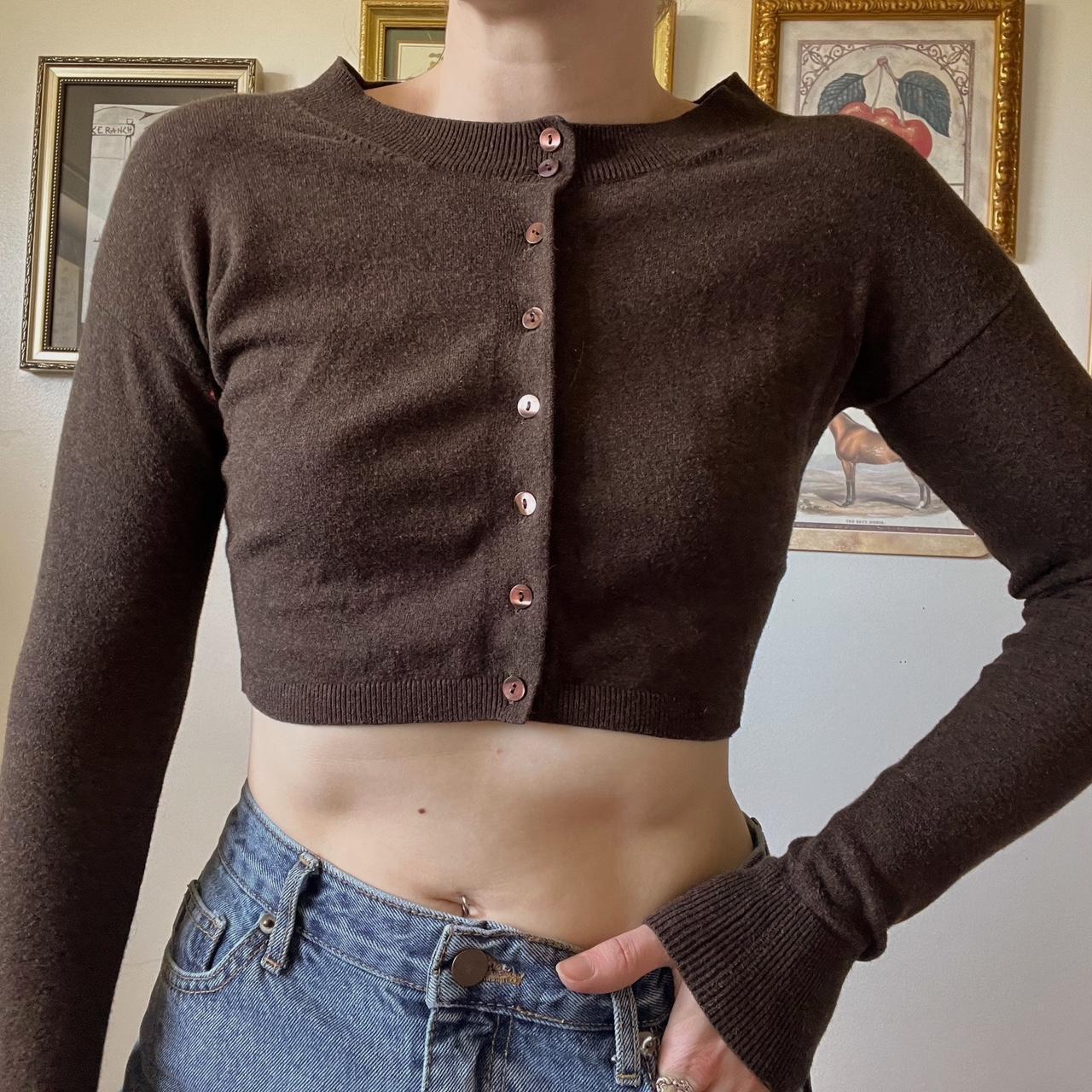 Brown crop knit cardigan (S)