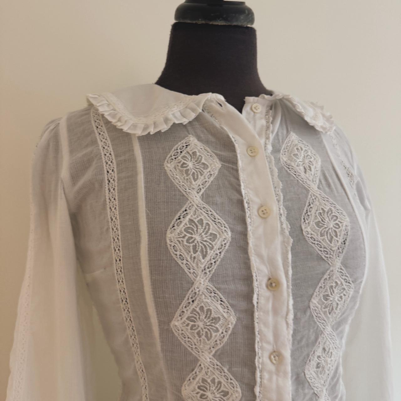 White lace cottage ruffle blouse (S)