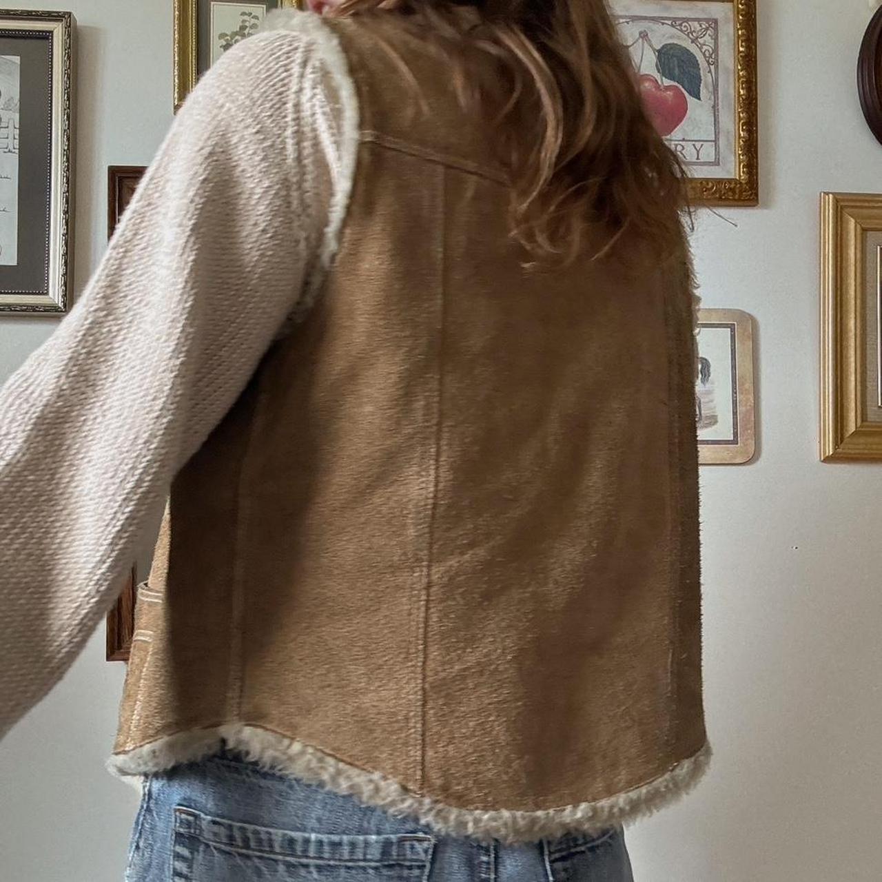 70s suede sherpa vest (L)