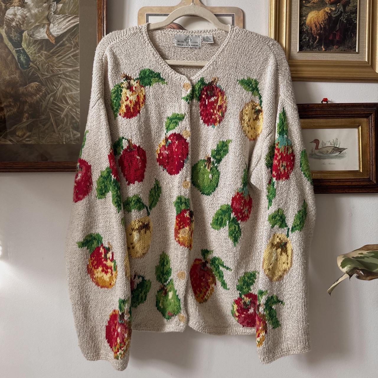 Vintage knit apple cardigan (XL)