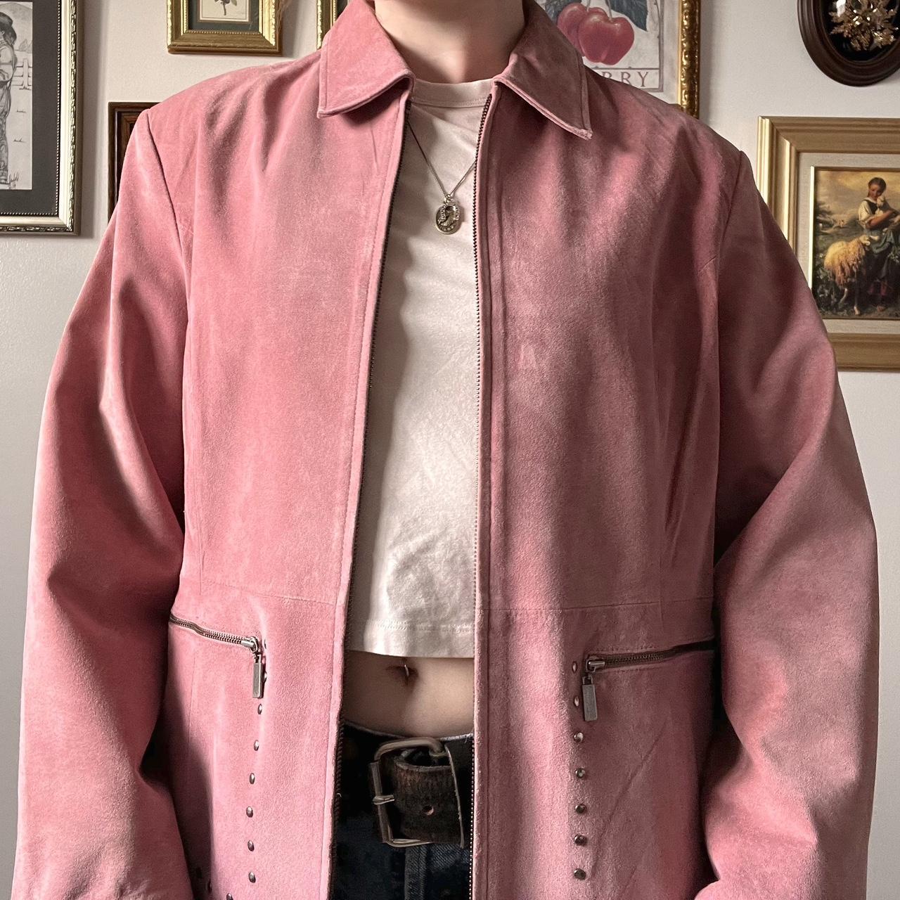 Pink suede leather jacket (L)