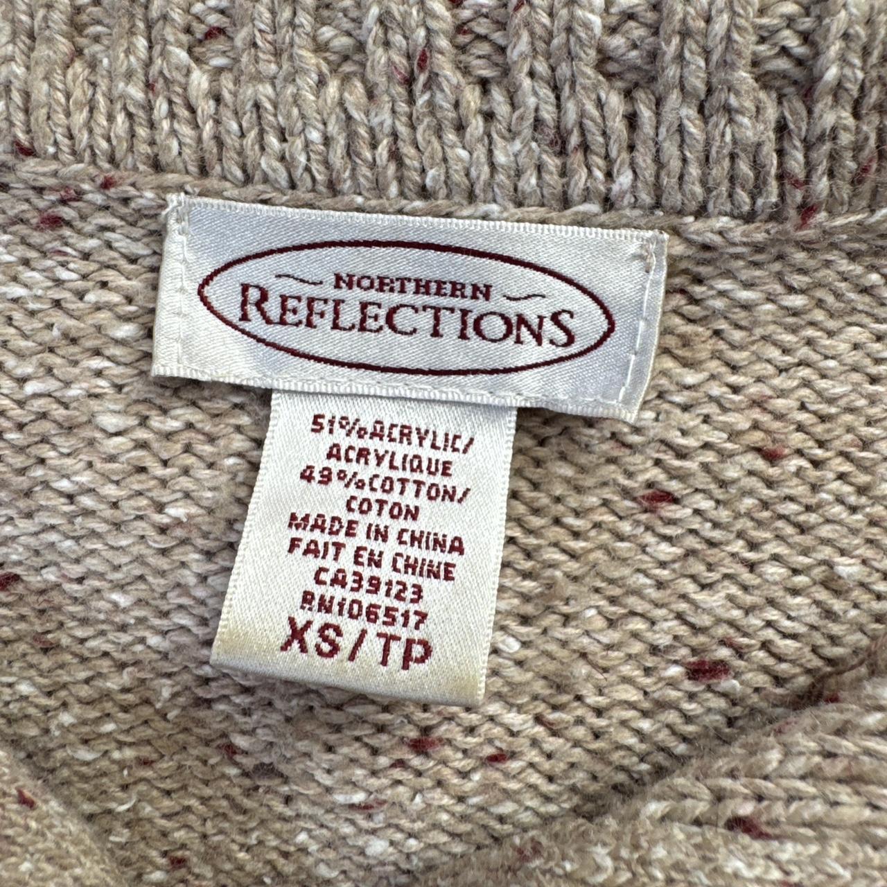 Oatmeal knit autumn embroidered sweater (XS)