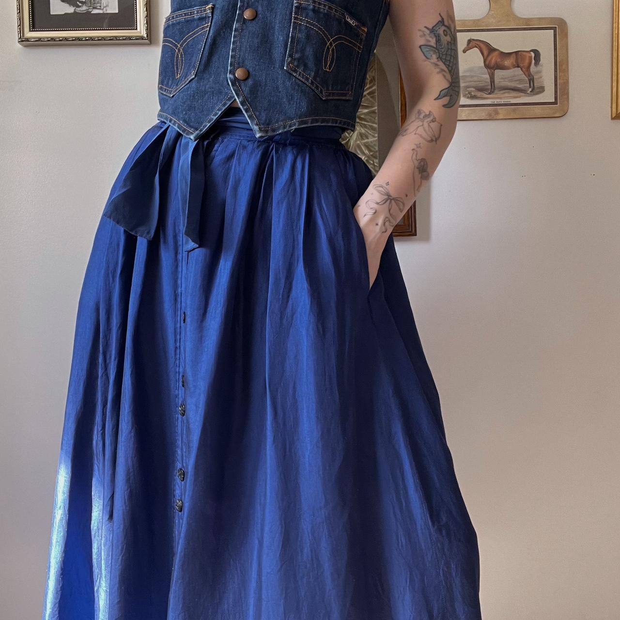 Navy silk maxi skirt (S)