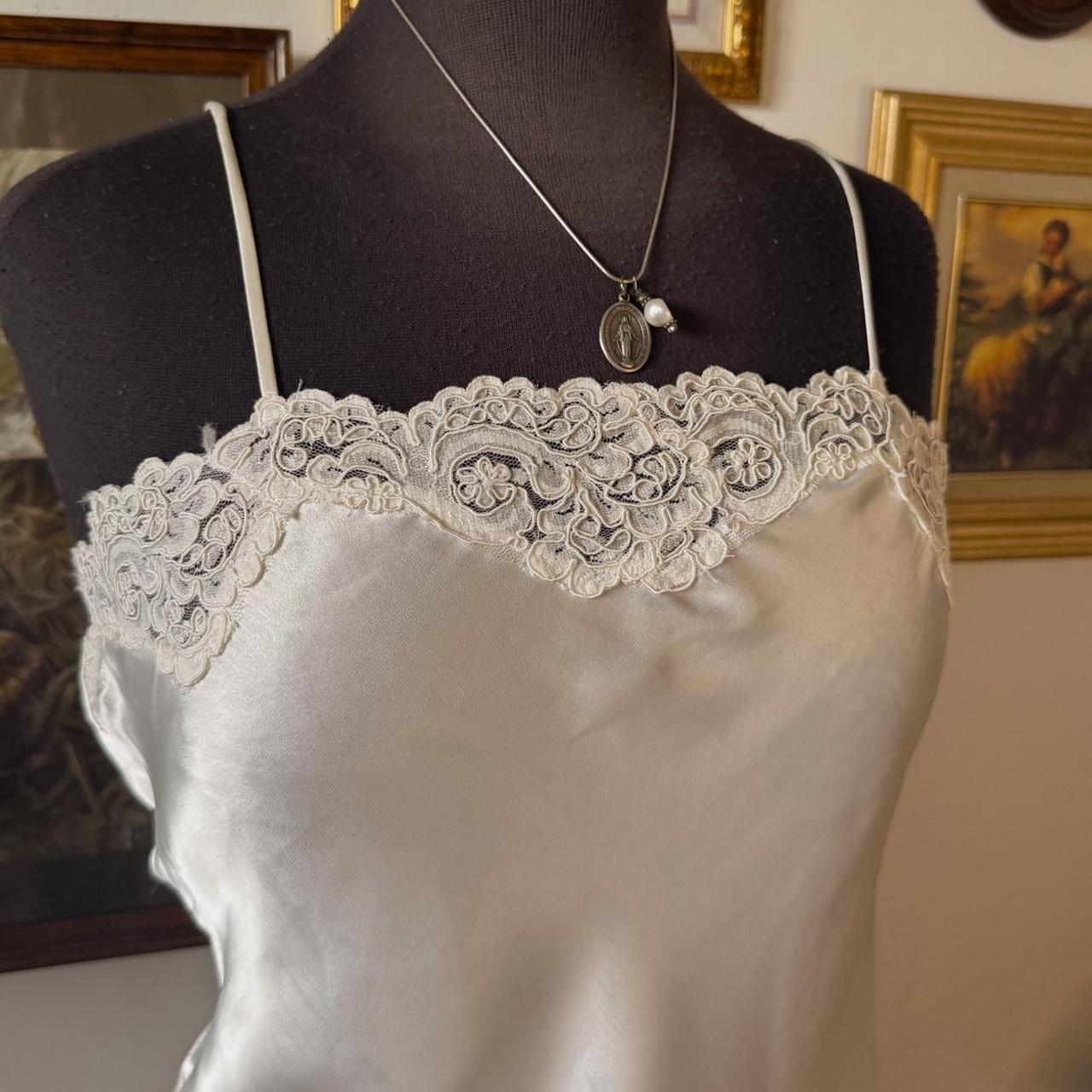 Cream lace satin cami tank (M)