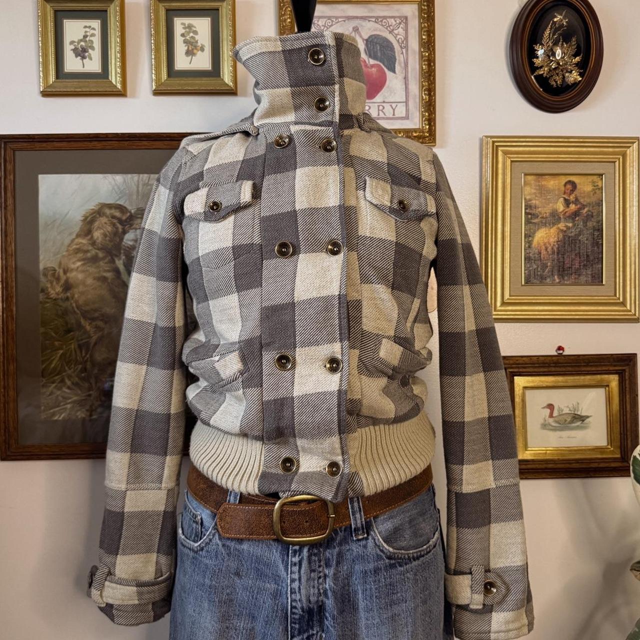 Grey checkered Y2K jacket (S)