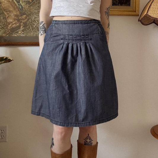 Denim boho midi skirt (S)