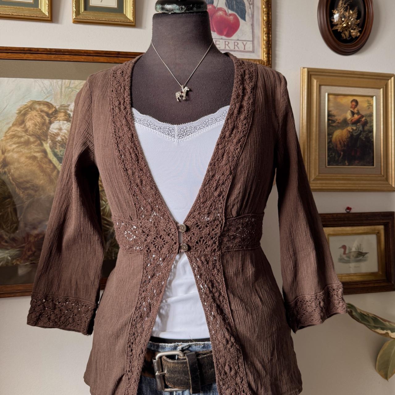 Earthy boho lace blouse (XS)