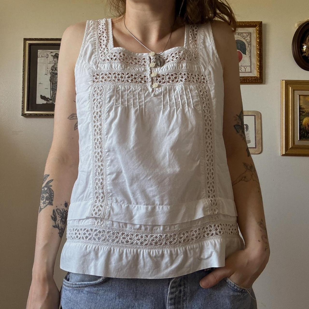 Cotton eyelet tank top (S)