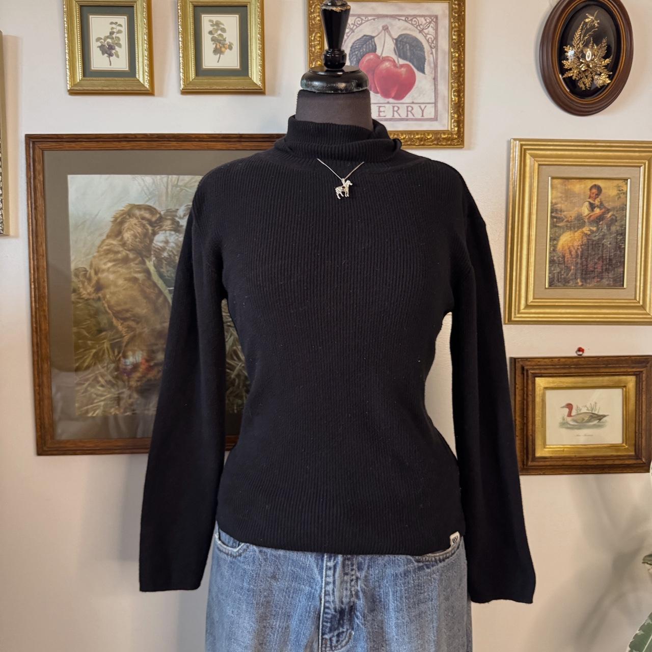 Black ribbed cotton turtleneck (S)